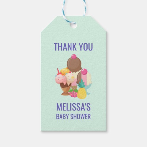 Ice Cream Neopolitan Flavors Baby Shower Thanks Gift Tags