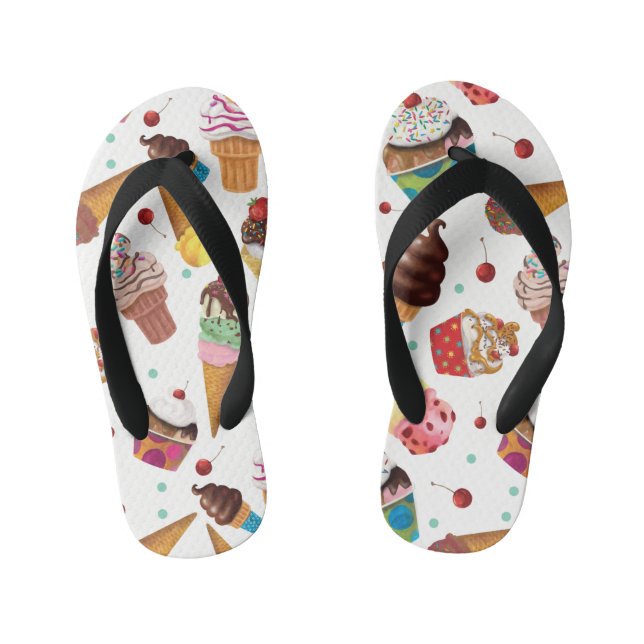 Ice Cream Novelty Print Flip Flops (Footbed)