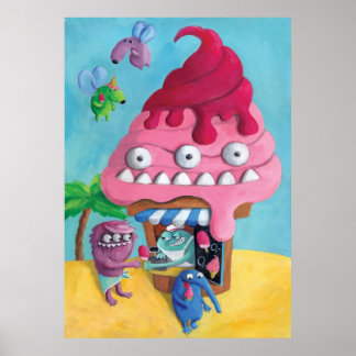 Ice Cream on the Beach Poster