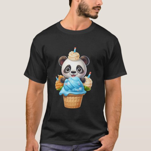 Ice Cream Panda Bear Delicious Teddy Bear Icecream T_Shirt