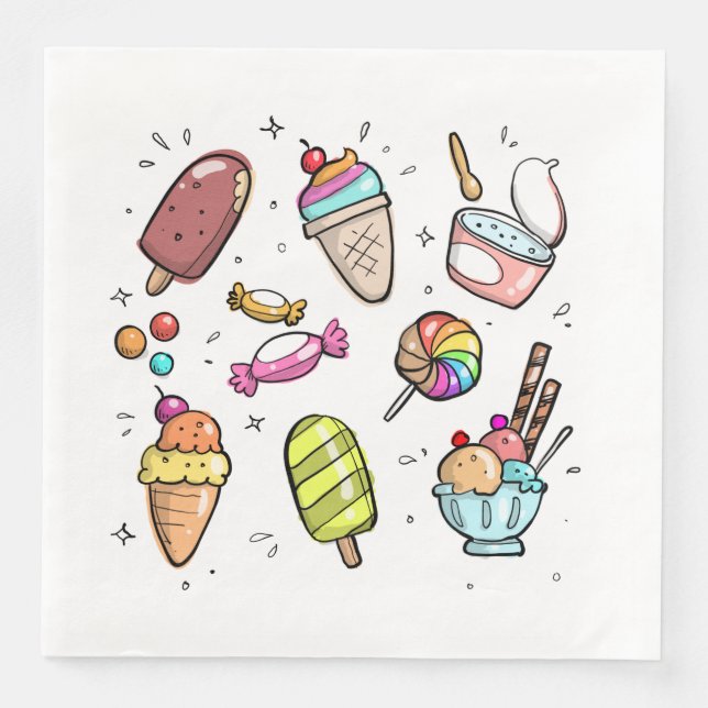 Ice Cream Paper Dinner Napkins (Front)