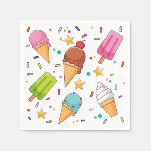Ice Cream Paper Napkins, Sweet Dessert Party Napkins
