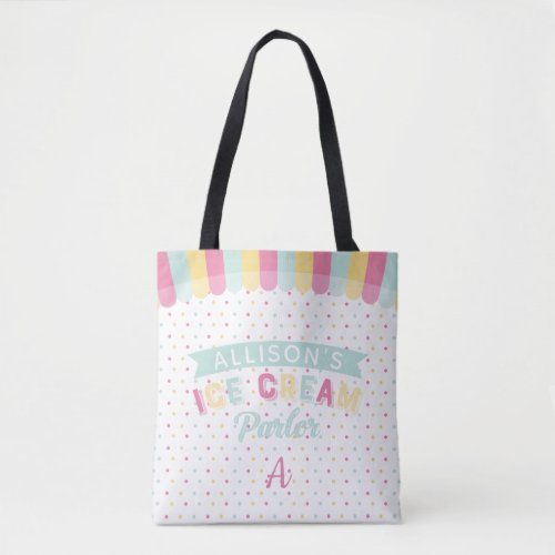 Ice Cream Parlor Awning Fun Birthday Party Crest Tote Bag