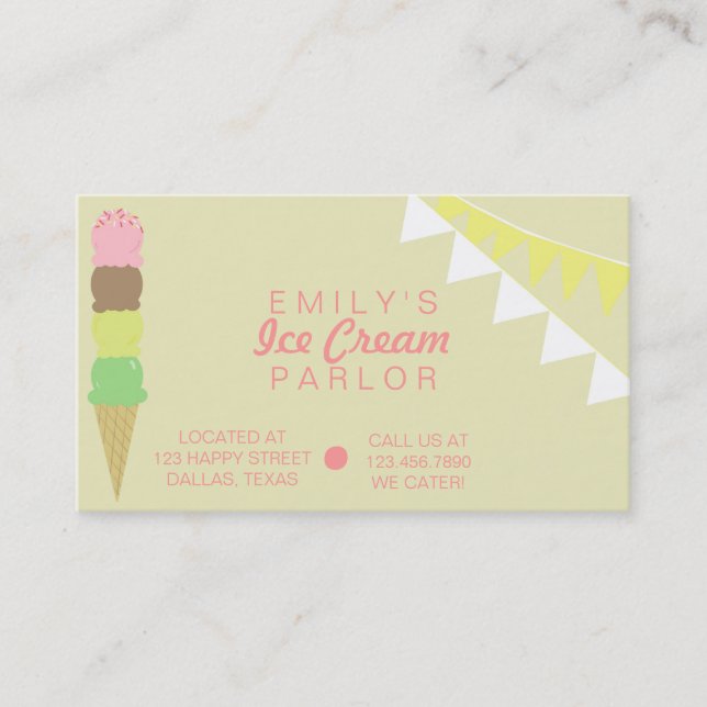 Ice Cream Parlor Business Card (Front)