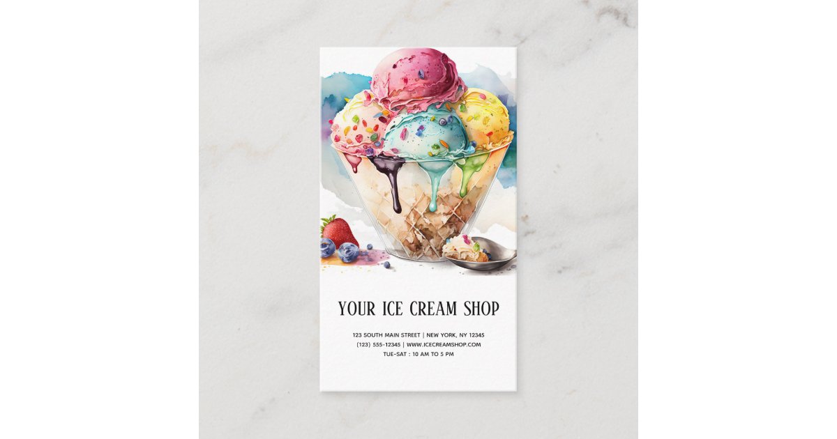 Ice Cream Parlor business card Zazzle