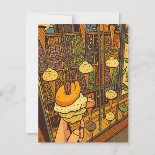 Ice Cream Parlor Cartoon Postcard