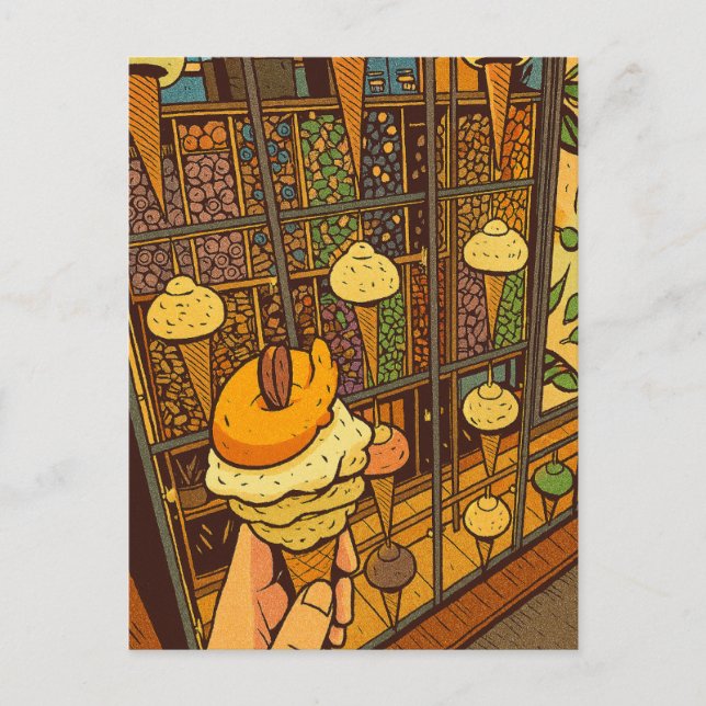Ice Cream Parlor Cartoon Postcard (Front)