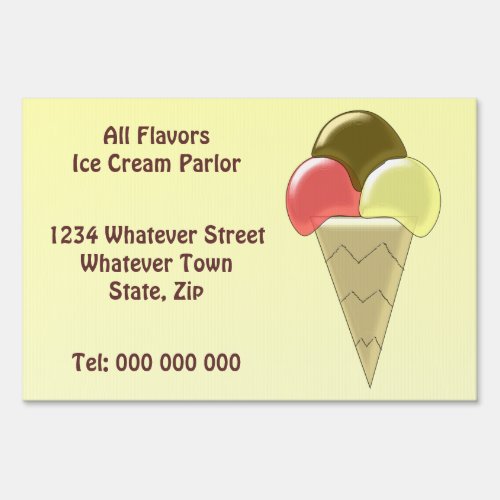 Ice Cream Parlor Custom Yard Sign