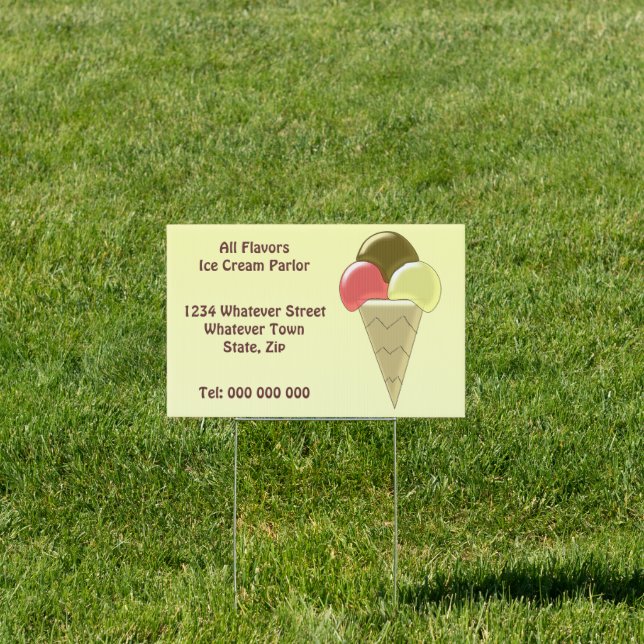 Ice Cream Parlor Custom Yard Sign (Insitu)