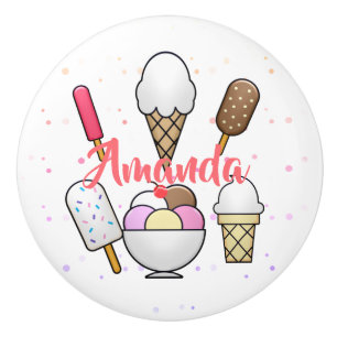 Ice Cream Parlor Dream Ceramic Knob