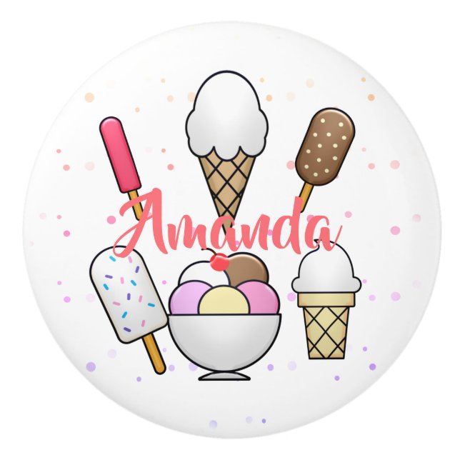 Ice Cream Parlor Dream Ceramic Knob (Front)