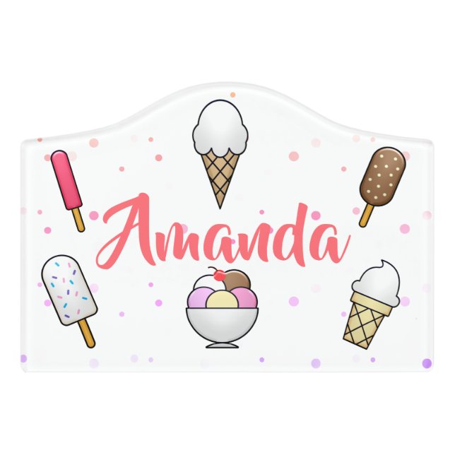 Ice Cream Parlor Dream Door Sign (Small Crest Front)