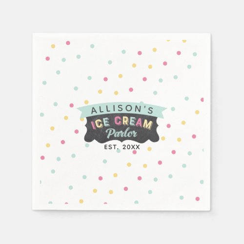 Ice Cream Parlor Fun Bold Polka Dot Birthday Party Napkins