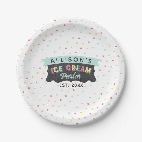 Ice Cream Parlor Fun Bold Polka Dot Birthday Party Paper Plates