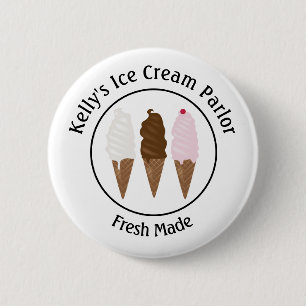 Ice Cream Parlor Logo Button