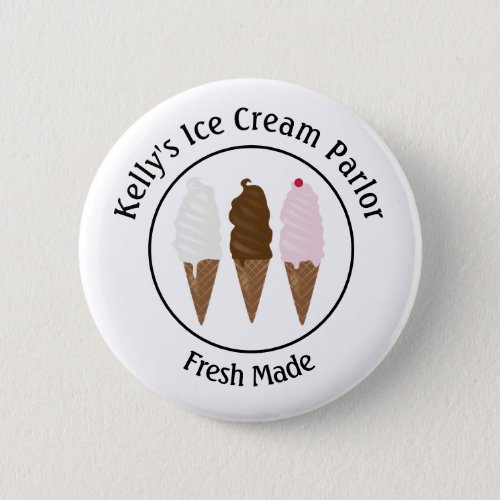 Ice Cream Parlor Logo  Button