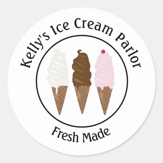 Ice Cream Parlor Logo Classic Round Sticker (Front)