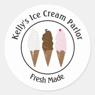 Ice Cream Parlor Logo Classic Round Sticker