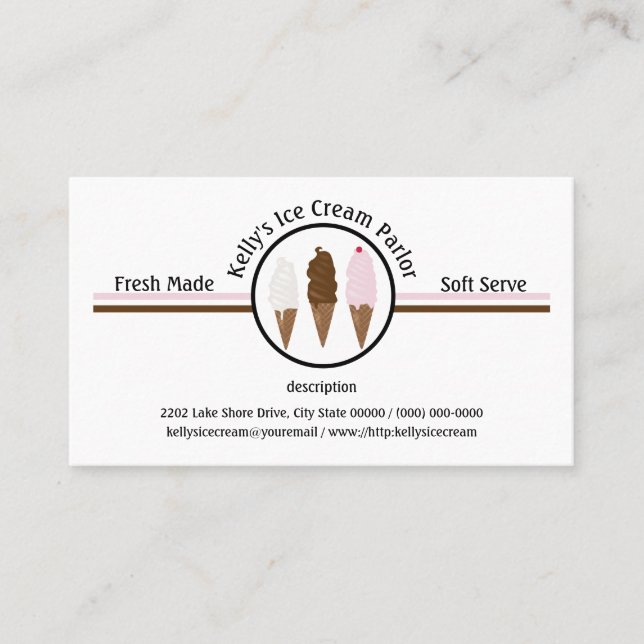 Ice Cream Parlor Logo Custom Business Card (Front)
