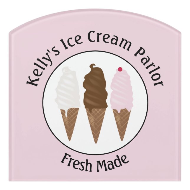 Ice Cream Parlor Logo Door Sign (Contour Front)