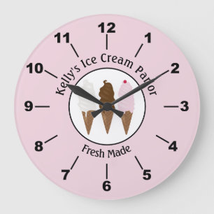 Ice Cream Parlor Logo Large Clock