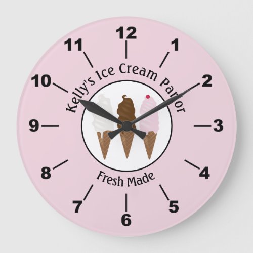 Ice Cream Parlor Logo Large Clock