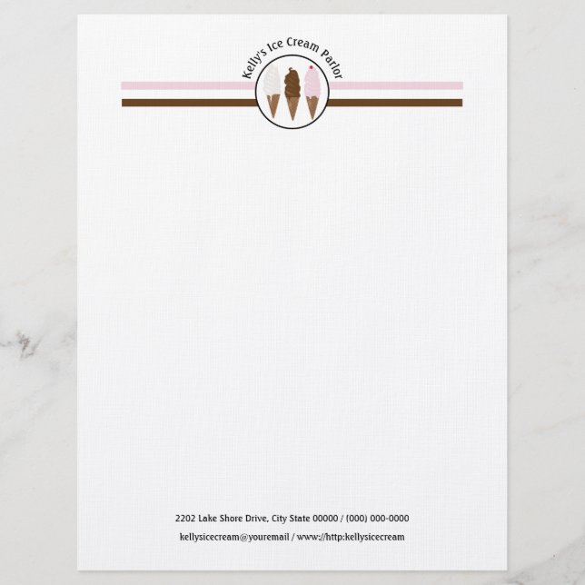 Ice Cream Parlor Logo Letterhead (Front)