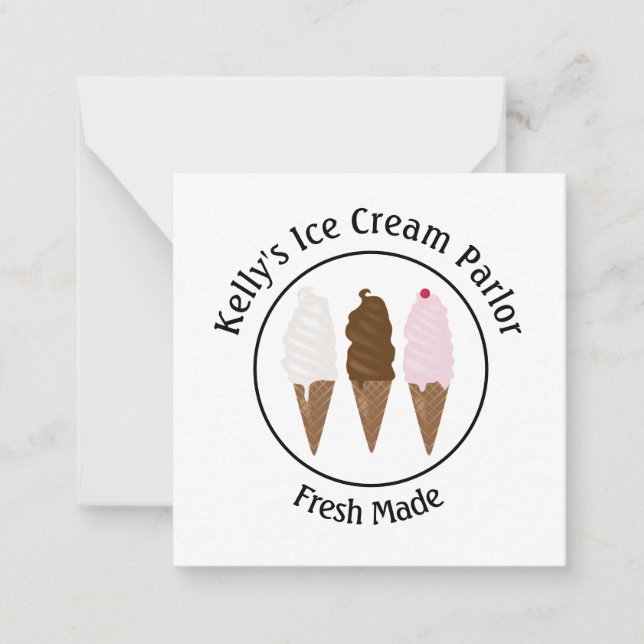 Ice Cream Parlor Logo Note Card (Front)