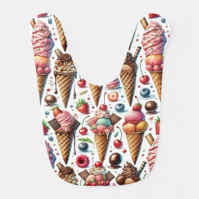 Ice-Cream Parlor Party Baby Bib (Front)