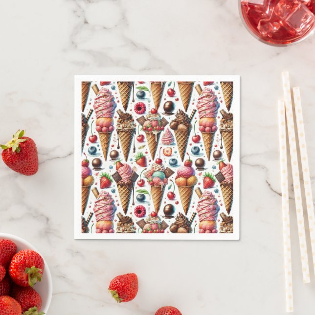 Ice-Cream Parlor Party Napkins (Insitu)