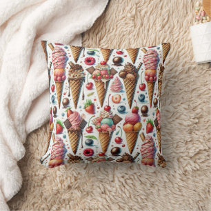Ice-Cream Parlor Party Throw Pillow