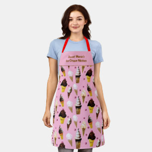 Ice Cream Parlor Retro Pink Personalized Apron