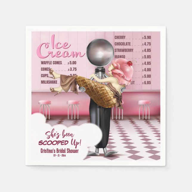 Ice cream Parlor She's Been Scooped Up Napkins (Front)