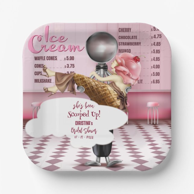 Ice cream Parlor She's Been Scooped Up Paper Plates (Front)
