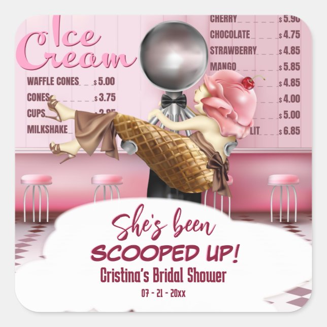 Ice cream Parlor She's Been Scooped Up Square Sticker (Front)
