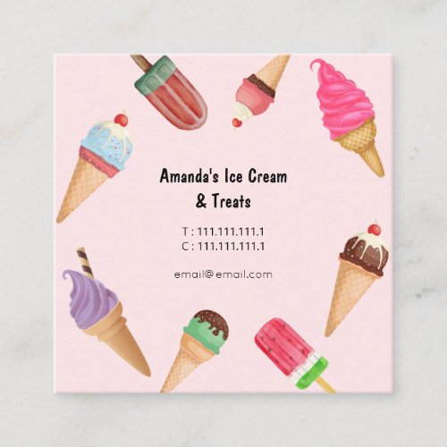 Ice Cream Parlor Shop Pink Business Card