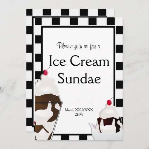 Ice Cream Parlor Social Party Custom Invitation