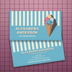 Ice Cream Parlor - Striped and Vintage Business Card