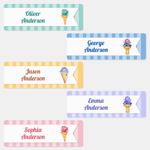 Ice Cream Parlor Theme Pastel Kids' Labels