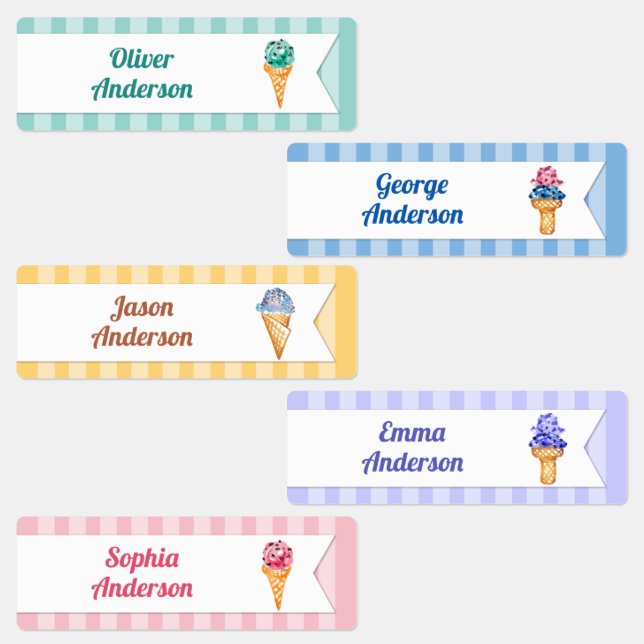 Ice Cream Parlor Theme Pastel  Kids' Labels (Group)