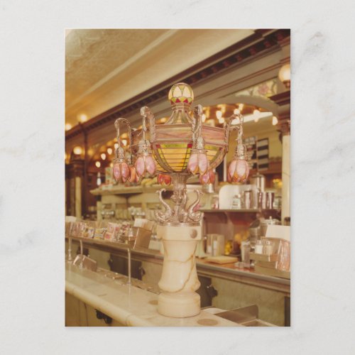 Ice Cream Parlor With Tiffany Lamp Postcard