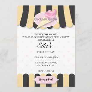 Ice cream parlour birthday party invitation