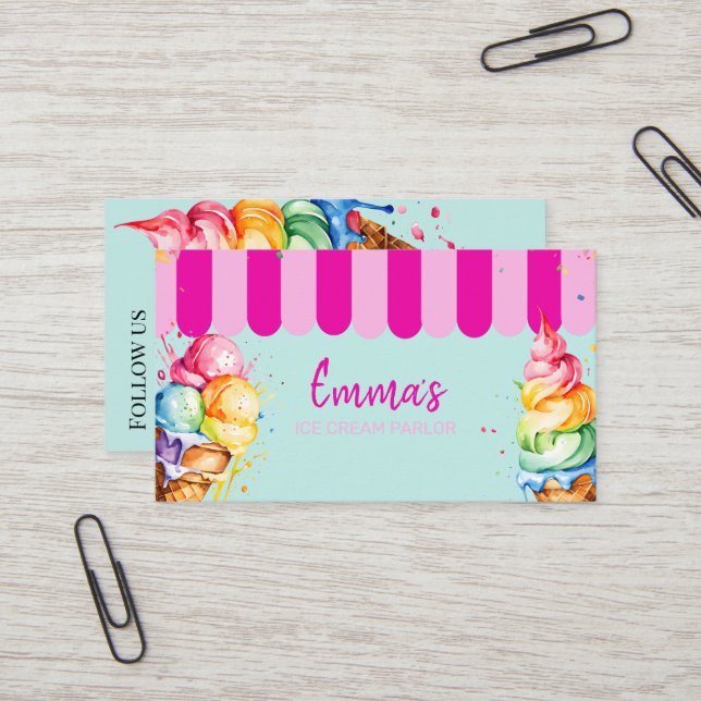 ice Cream parlour van party shop event food van Business Card (Front/Back In Situ)