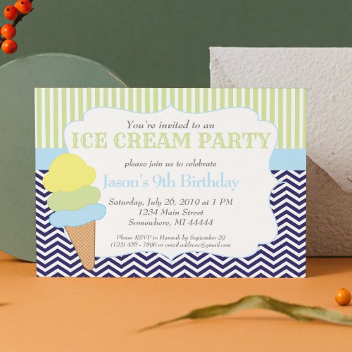 Ice Cream Party Birthday Ice Cream Social Invitation
