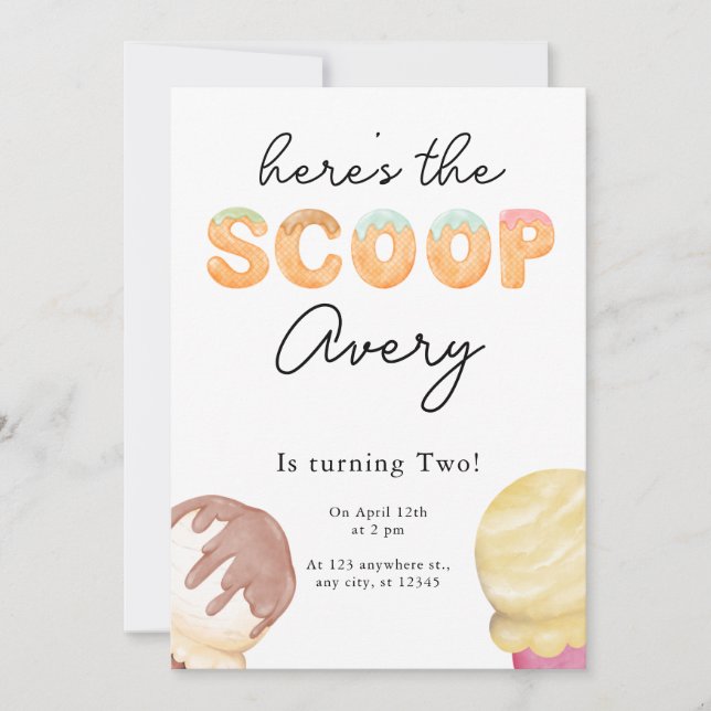 Ice Cream Party Birthday Invitation (Front)
