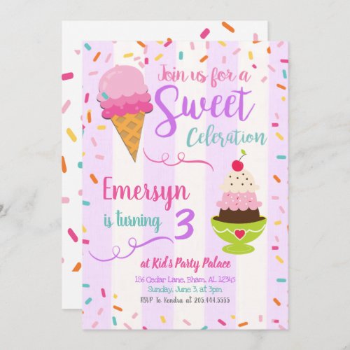 Ice Cream Party Birthday Invitation