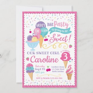Ice Cream Party Birthday Invitation, Scoop Invitation