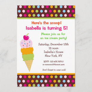 Ice Cream Party Birthday Invitations icecream