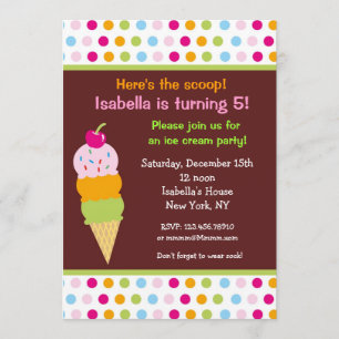 Ice Cream Party Birthday Invitations icecream