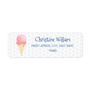 Ice Cream Party Birthday Kids Address Label